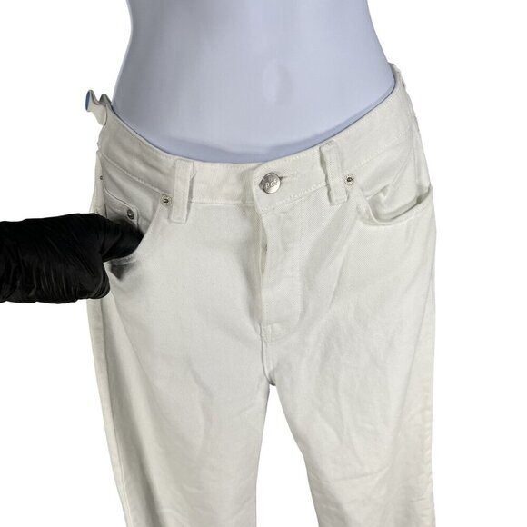 Reformation White Fawcett Jeans Womens Size 28/6 USA High Rise Wide Leg Raw Hem - Picture 5 of 16